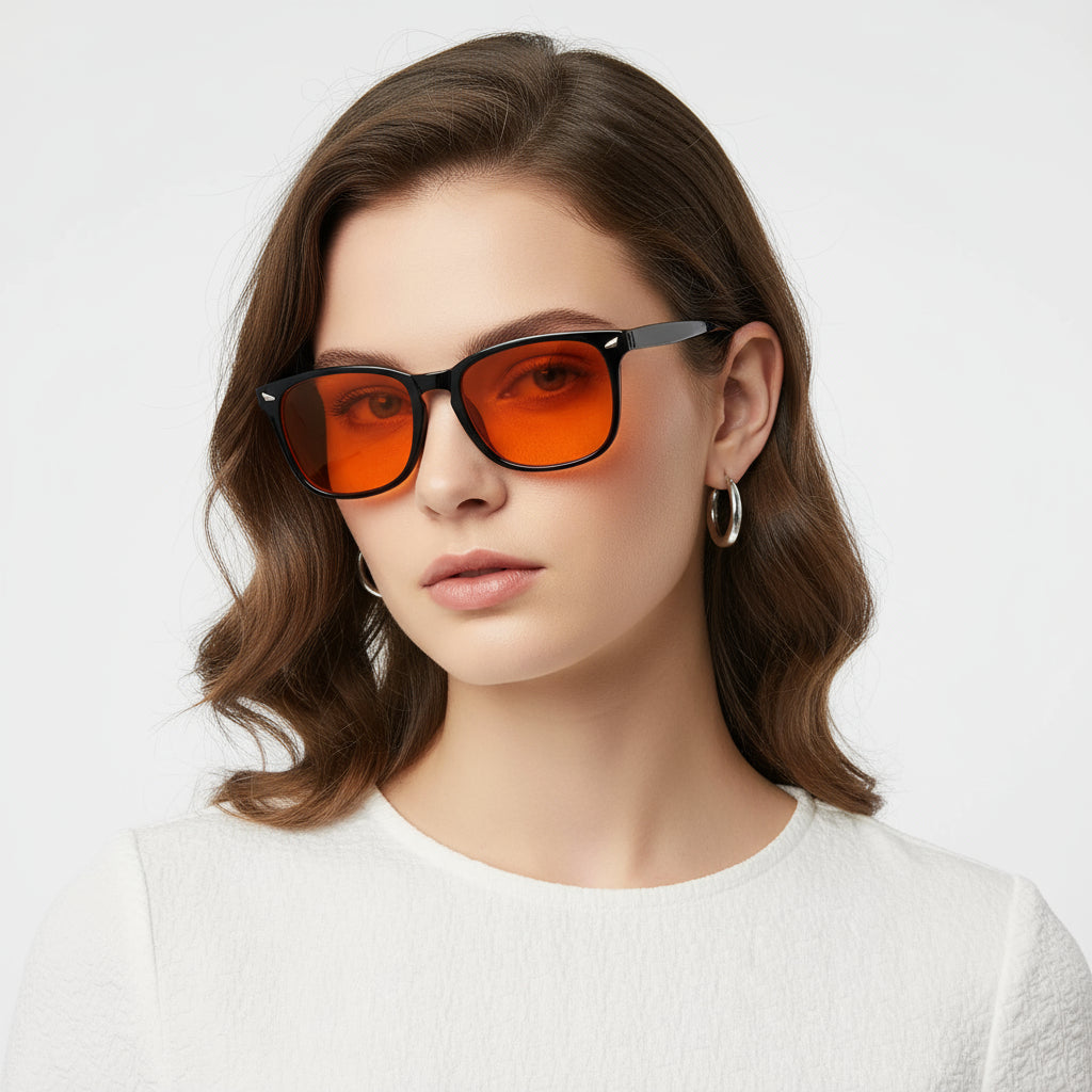 Anti Blue Light Glasses with Red Tinted Lenses Better Sleep Red Lens Filter Glasses Men Women Orange Yellow Lenses Glasses