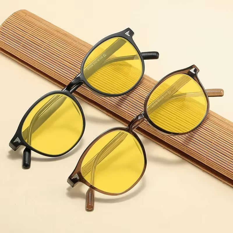Round Frame Yellow Lens Night Vision Glasses for Men Women Ultralight Blue Light Blocking Eye Protection Eyewear for Driving