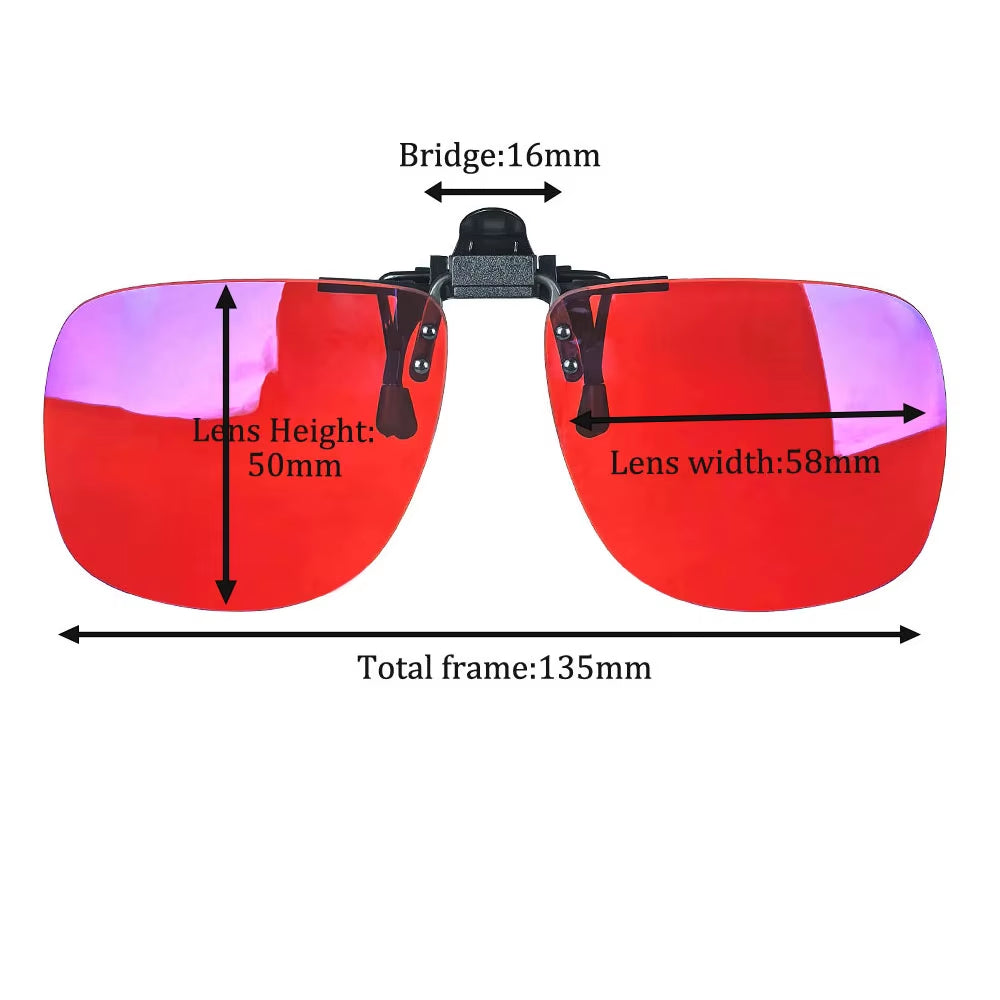 Big Size Square Shape Red Lens Clip on Better Sleep Clipon Orange Lens Yellow Driving Lenses Black Polarized Sunglasses Clip On