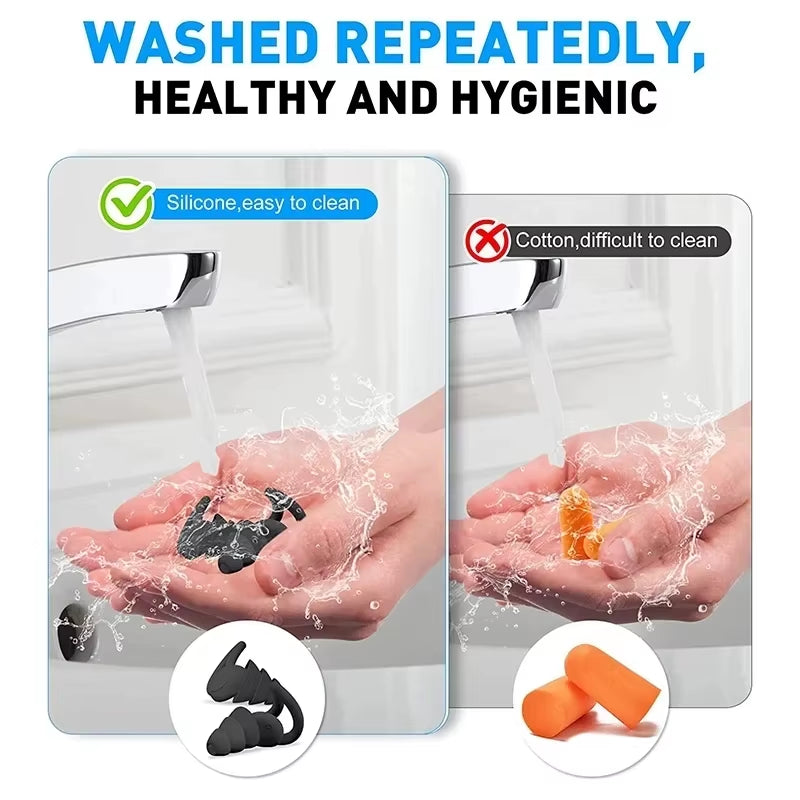 CCSN 3 Layer Ear Plugs for Sleep Silicone Noise Cancelling Hearing Protection, Soft Reusable Ear Plugs for Sleep