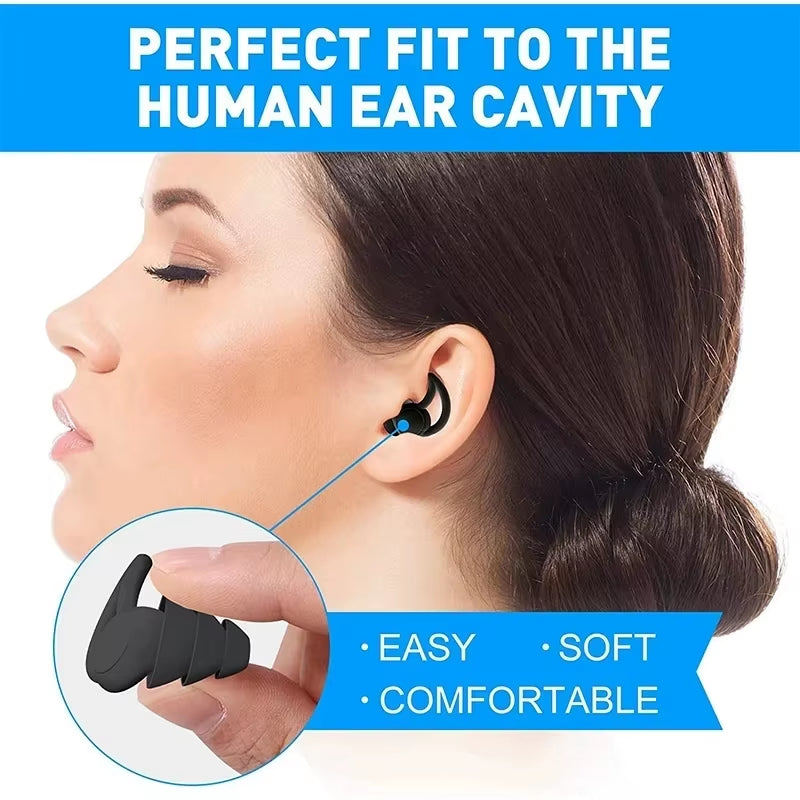 CCSN 3 Layer Ear Plugs for Sleep Silicone Noise Cancelling Hearing Protection, Soft Reusable Ear Plugs for Sleep